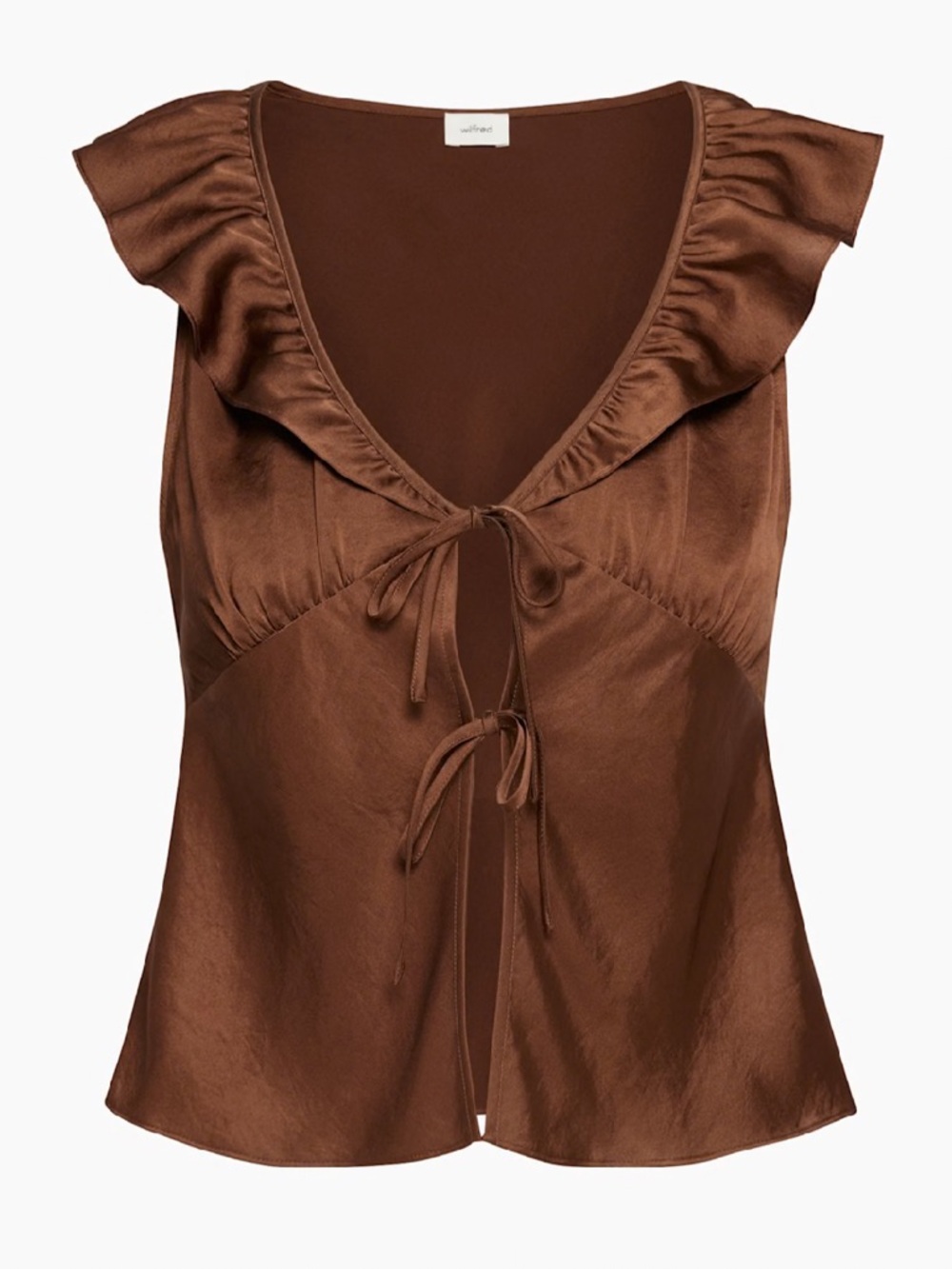 Wilfred Tonka Satin Tie-Front Blouse in Brown